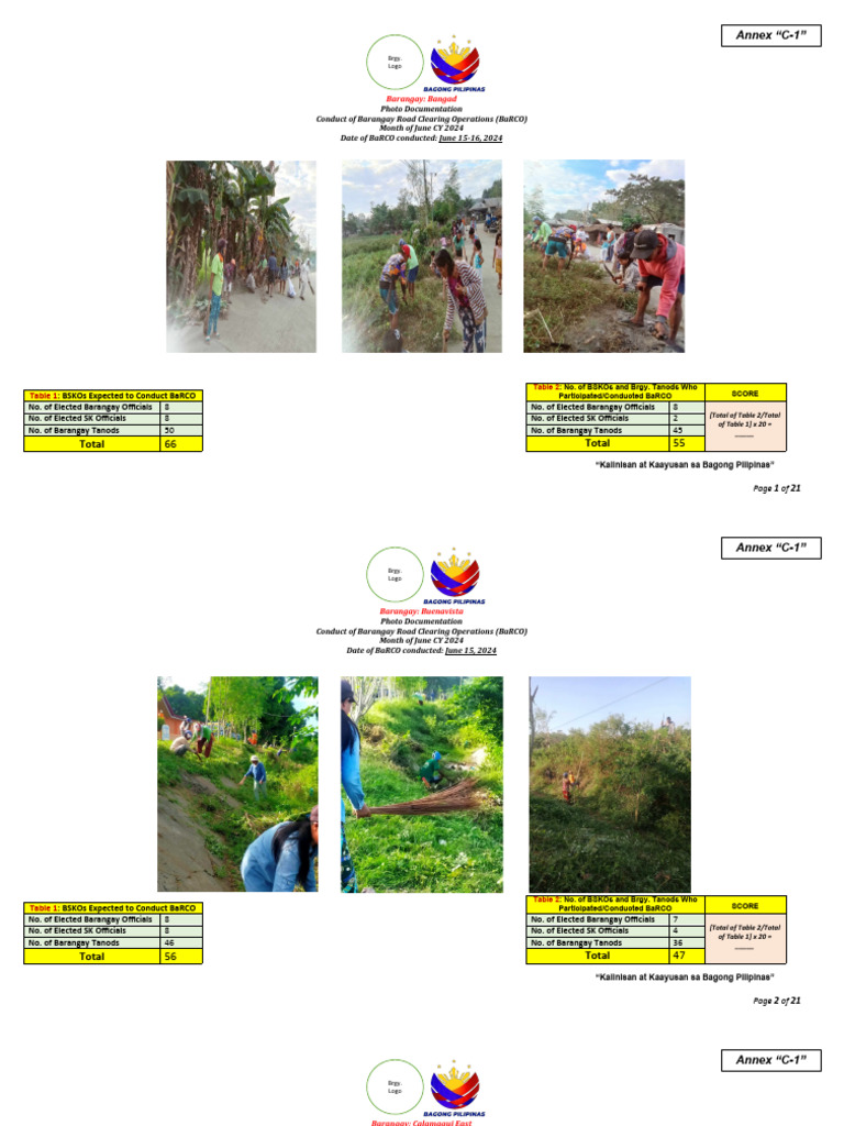 Barangay Road Clearing Operations June 2024 | PDF