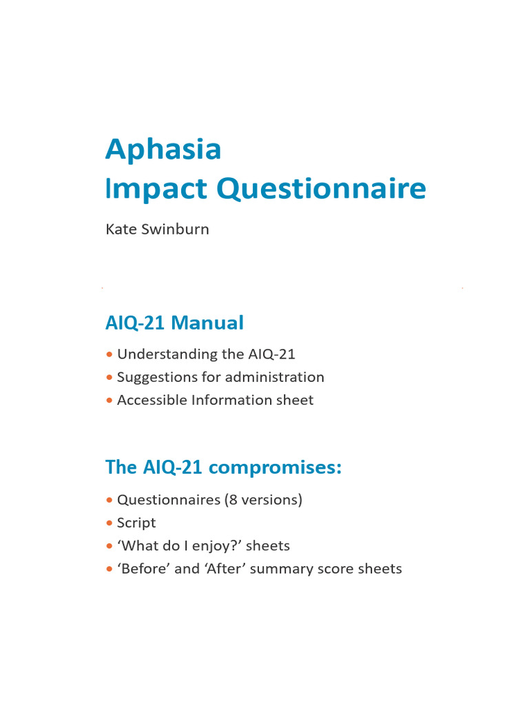 Pdf aiq 21 manual pdf aphasia questionnaire