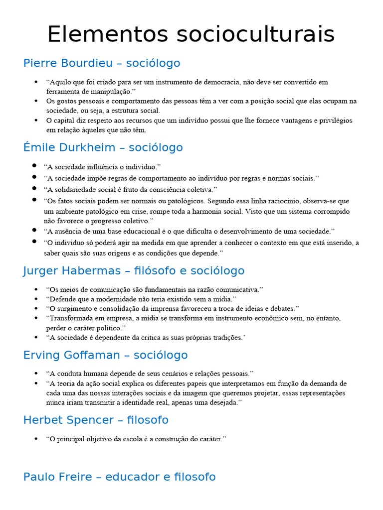 Elementos Socioculturais e Educação | PDF | Sociologia | Liberdade