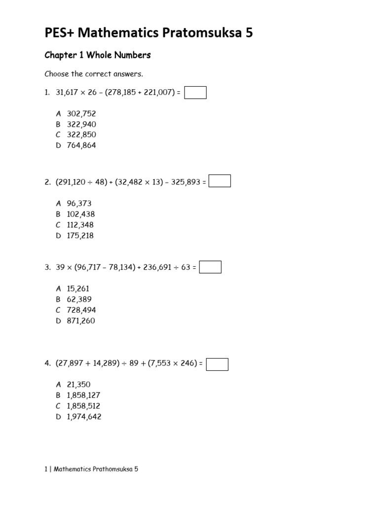 P5 Mathematics Exam Questions | PDF