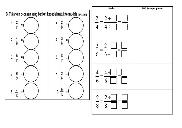 Latihan Pecahan Bentuk Termudah Pdf