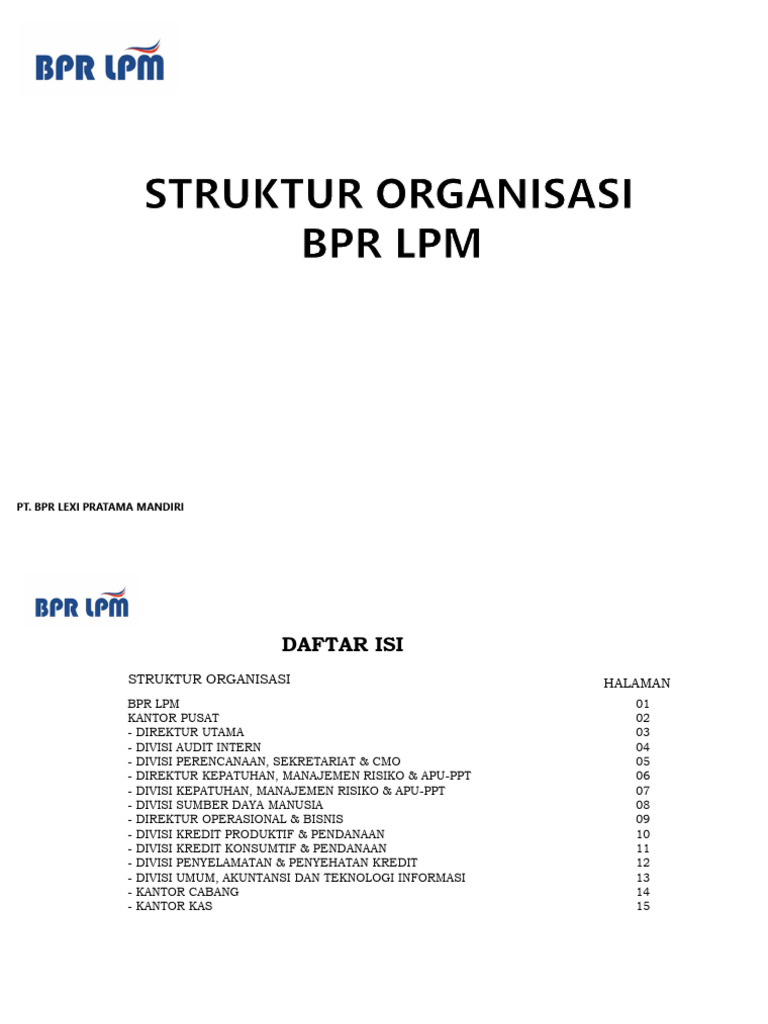 Struktur Organisasi BPR LPM 2024 | PDF