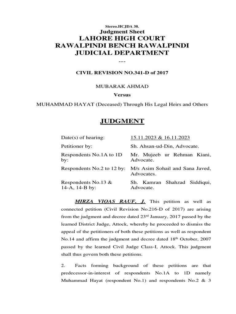 Lahore High Court Judgment 2023 | PDF | Lawsuit | Judgment (Law)