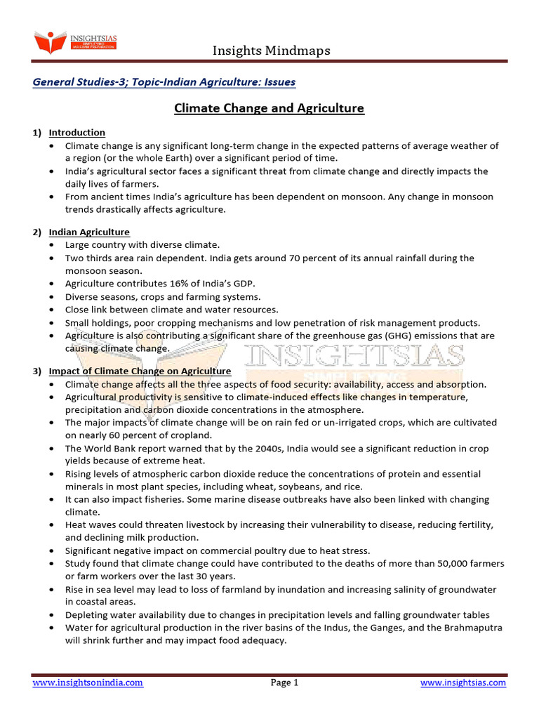 Climate Change Impact on Indian Agriculture | PDF | Agriculture ...