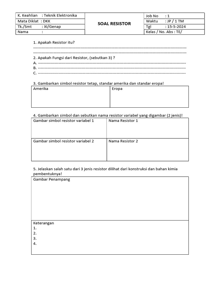 Soal Resistor Pdf Sains Matematika Teknologi Rekayasa