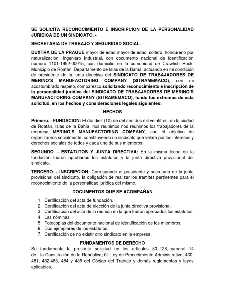 Requisitos para formar sindicato en Honduras | PDF | Honduras | Justicia