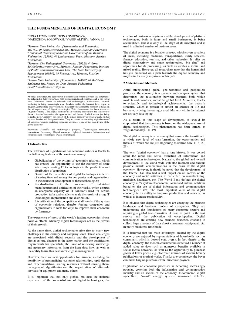 Fundamentals of the Digital Economy | PDF | Internet | E Commerce