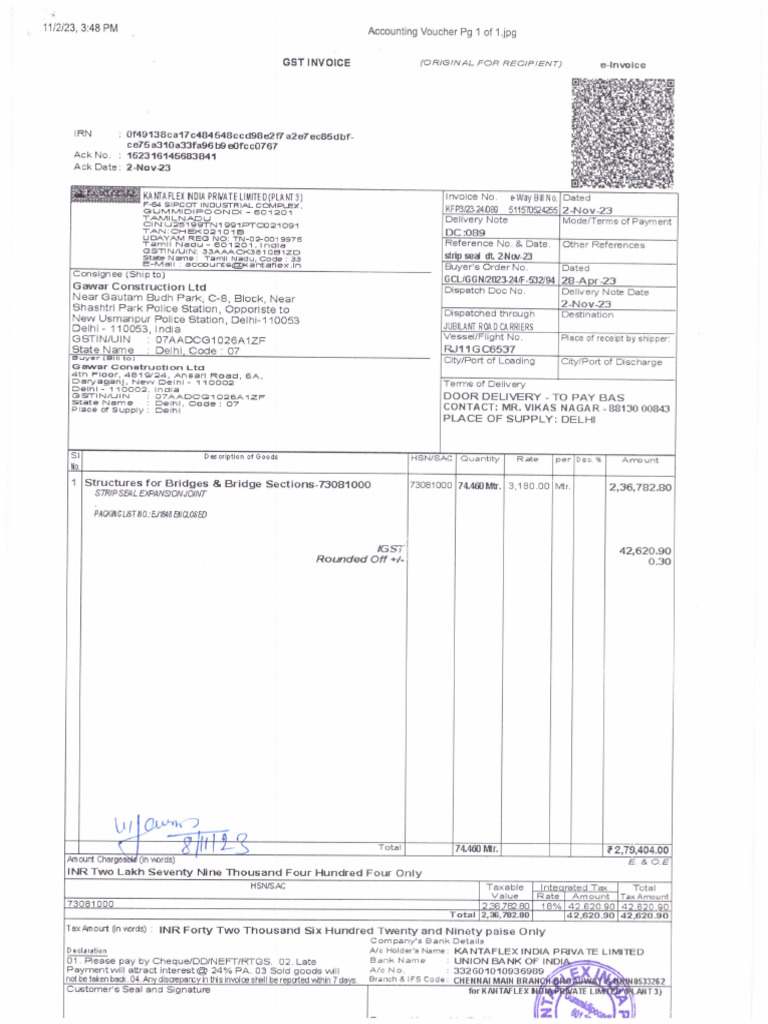 Kanta Flex India Pvt. Invoice No-89,90 | PDF