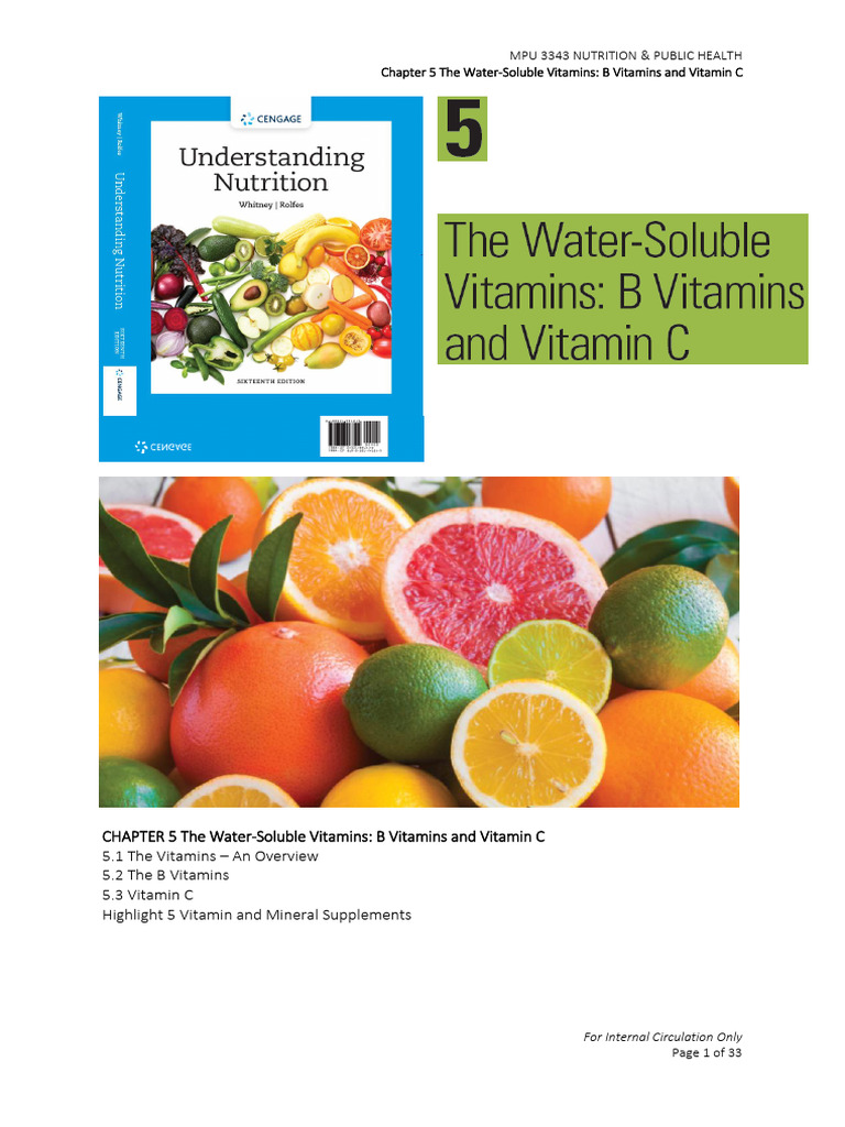 The Water Soluble Vitamins B Vitamins And Vitamin C Pdf Vitamin