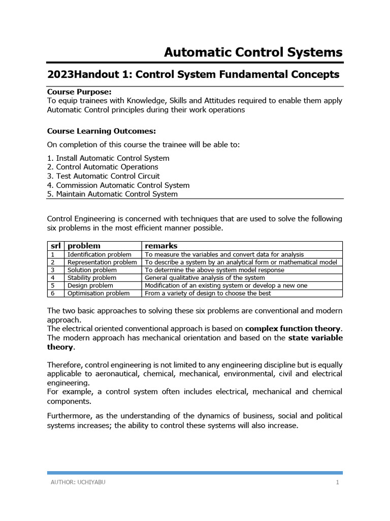 Control System Fundamentals Overview | PDF | Control Theory | Feedback