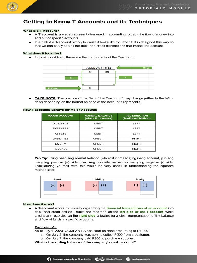 Understanding T-Accounts in Accounting | PDF | Debits And Credits ...
