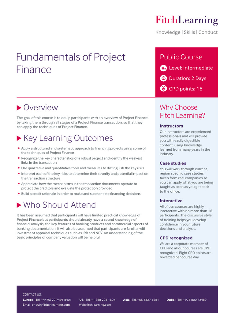 Fundamentals Of Project Finance