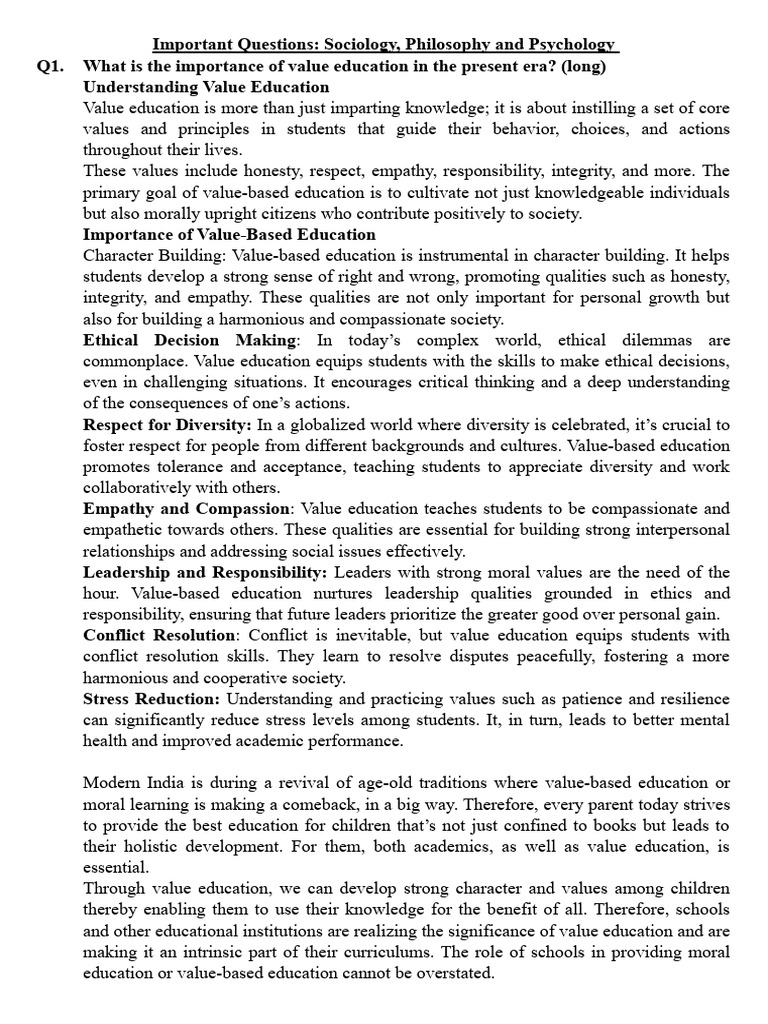 Philosphy Important Question Pdf Teachers Learning