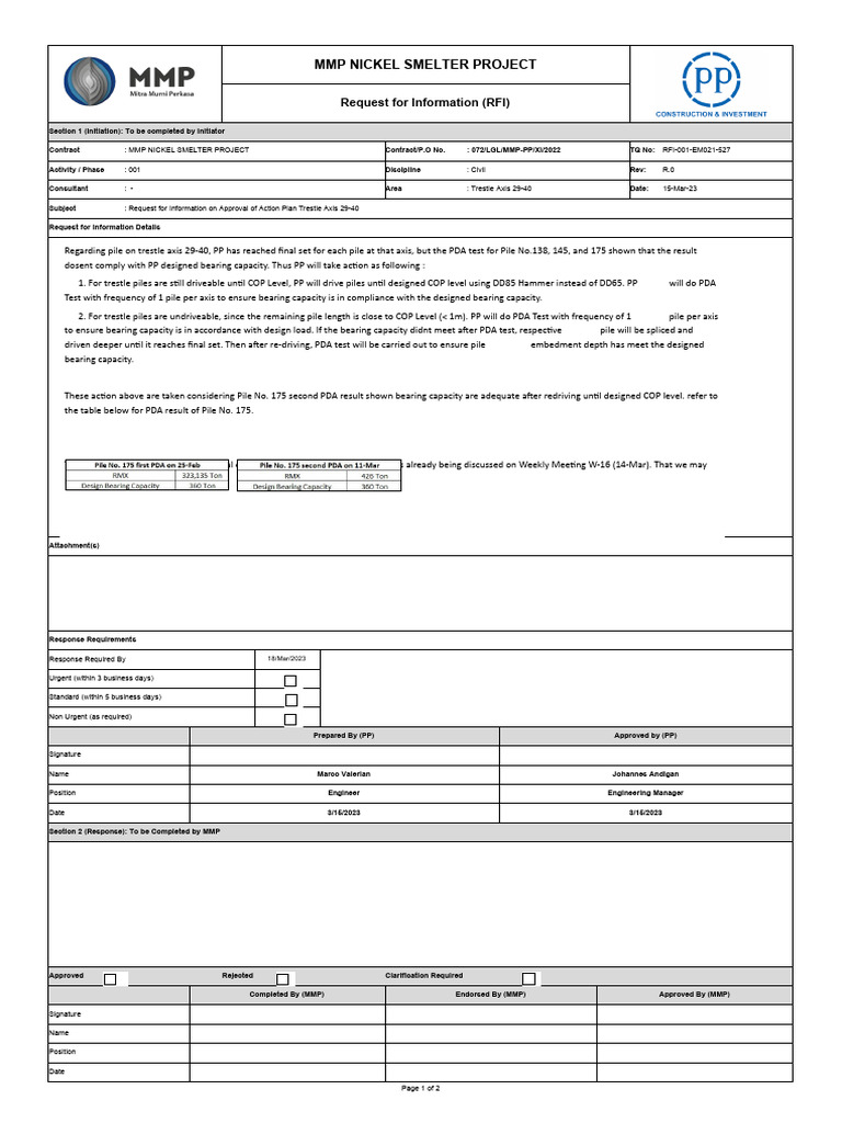 Engineering RFI: Trestle Axis Plan | PDF | Procurement