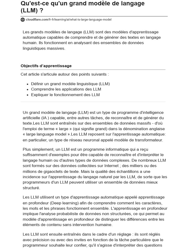 Comprendre les grands modèles de langage | PDF | Apprentissage ...