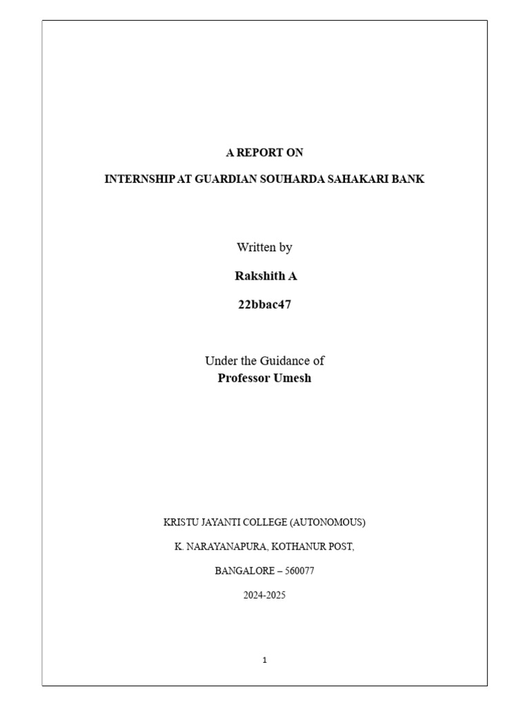 Internship Report: Guardian Bank Insights | PDF | Banks | Risk Management
