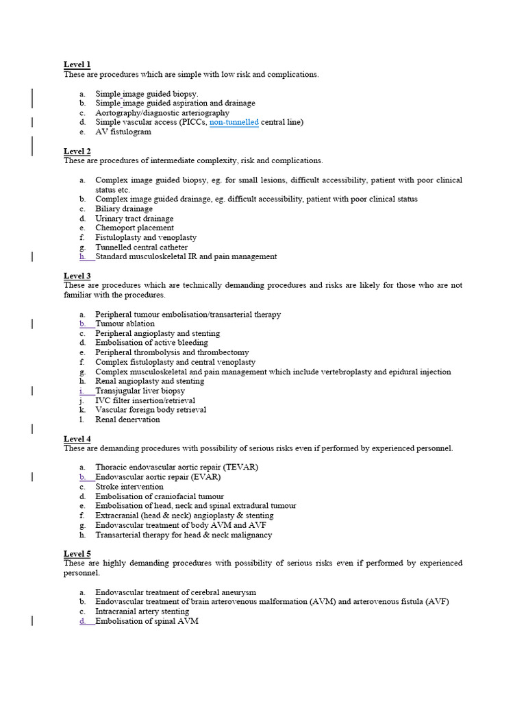 Levels of Interventional Procedures | PDF