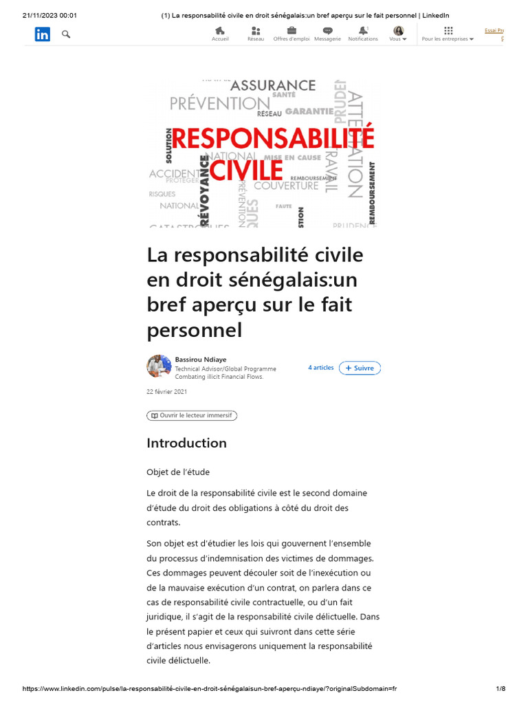 Responsabilité civile : Article 118 COCC | PDF | Dégâts | Loi commune