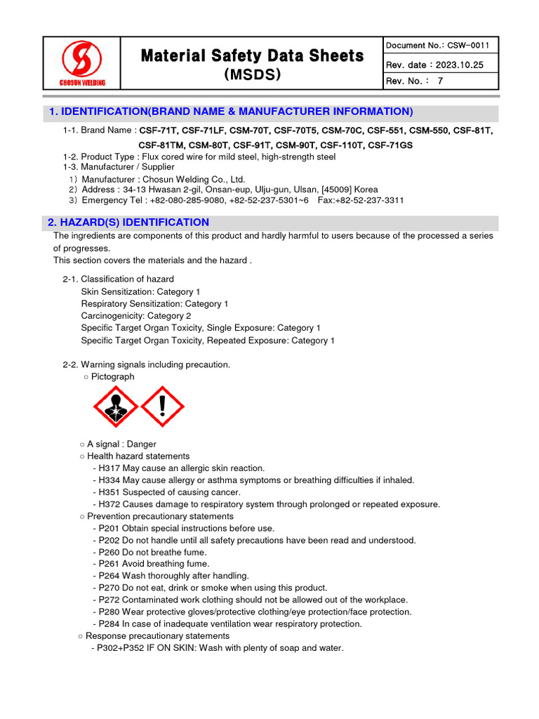 Barium Fluoride MSDS for Flux Cored Wire | PDF | Oxide | Manganese