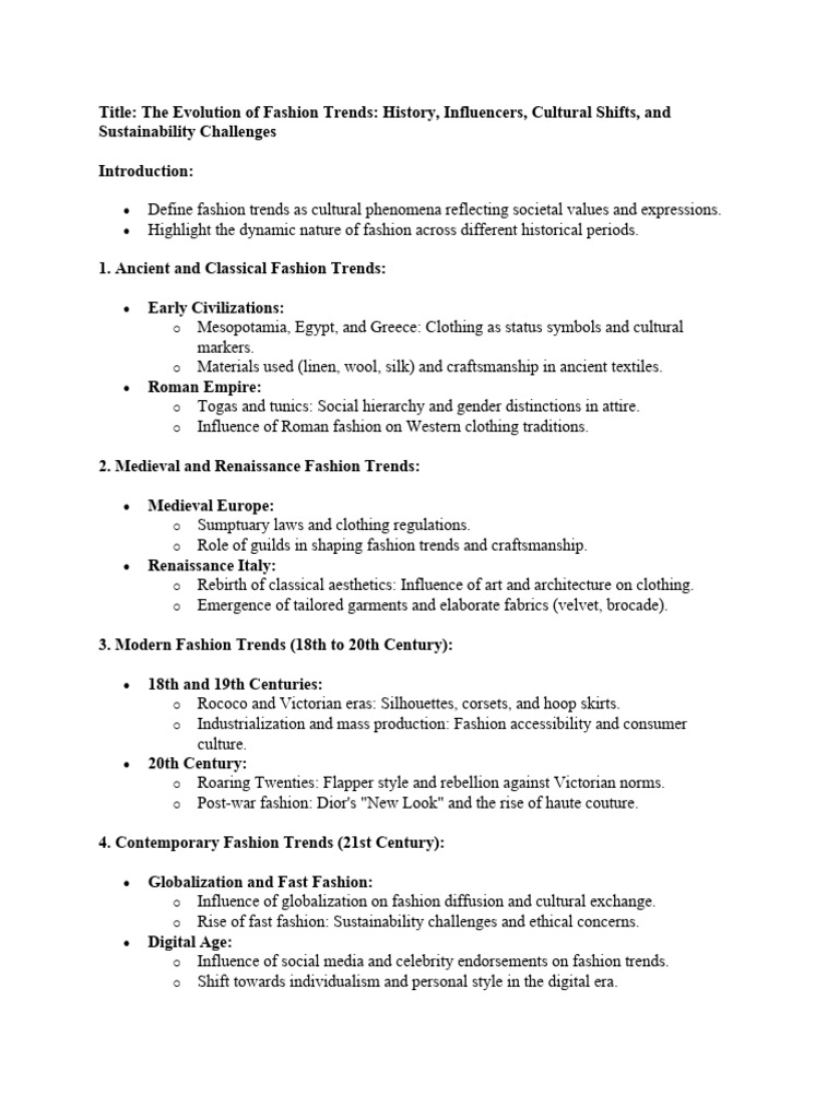 Evolution of Fashion Trends & Sustainability | PDF | Fashion | Clothing
