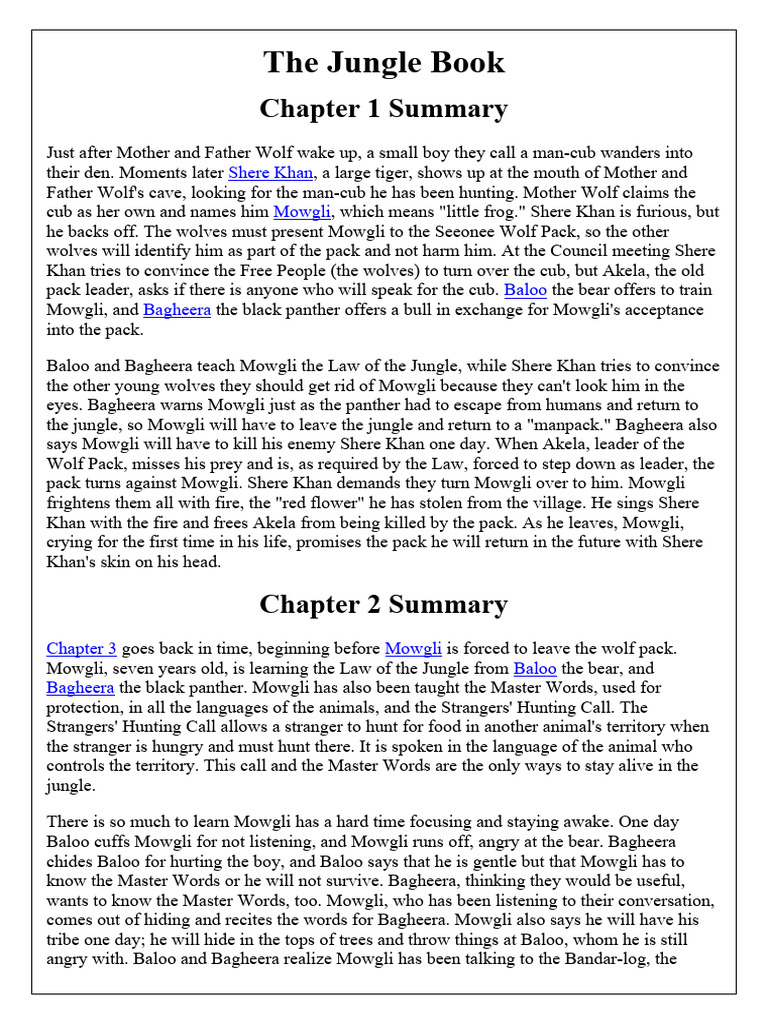 The Jungle Book - Notes | PDF | Bagheera | Shere Khan