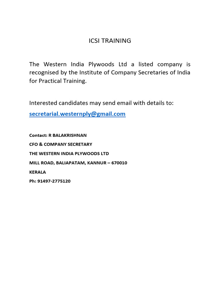 Icsi Training1 | PDF | Career & Growth | Finance & Money Management