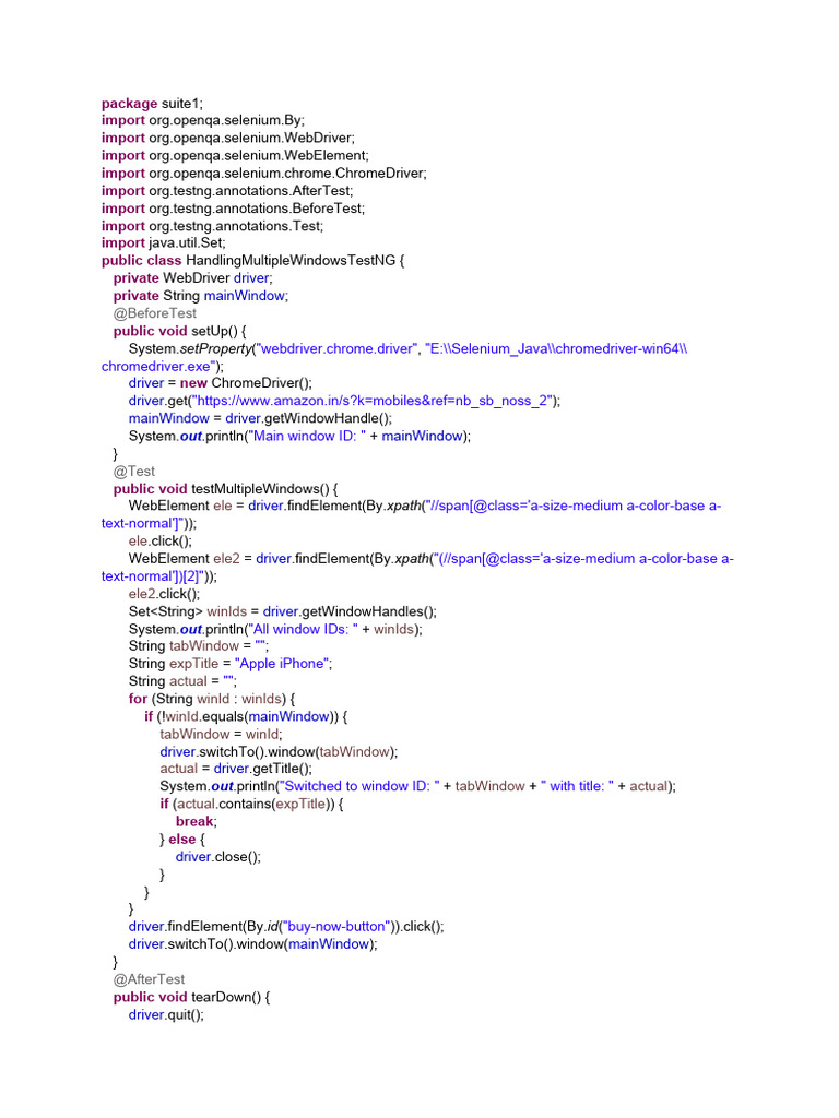 Selenium Test for Multiple Windows Handling | PDF | Ios | I Phone