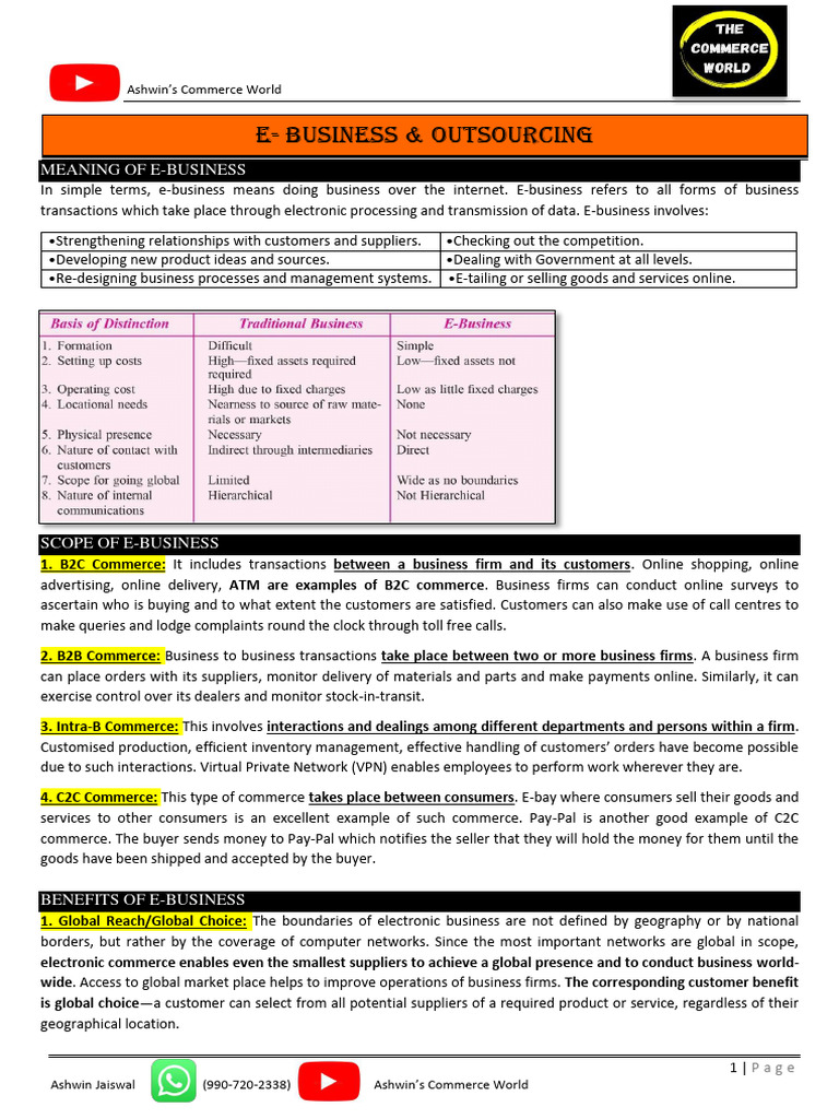E-Business Overview for Class 11 Commerce | PDF | Electronic Business ...