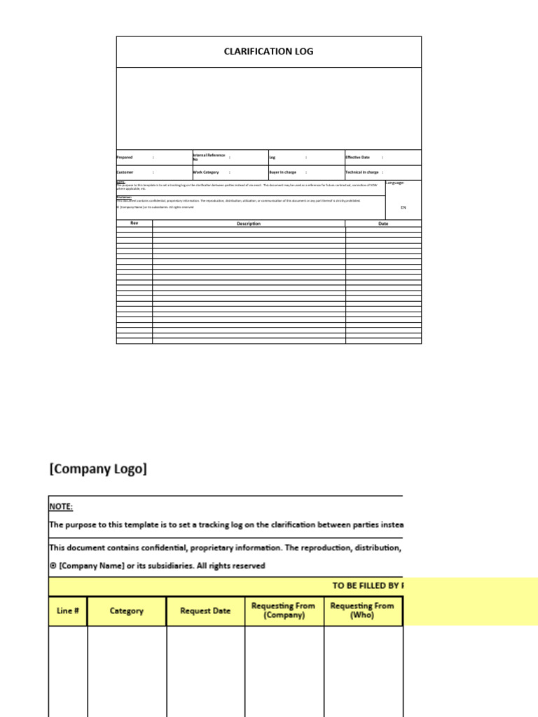 Clarification Log Template | PDF