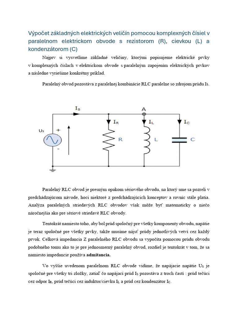 V po et Paraleln ho RLC Obvodu PDF