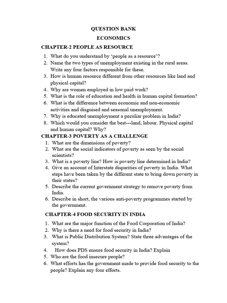 Economics Question Bank Pdf Social Science Self Improvement