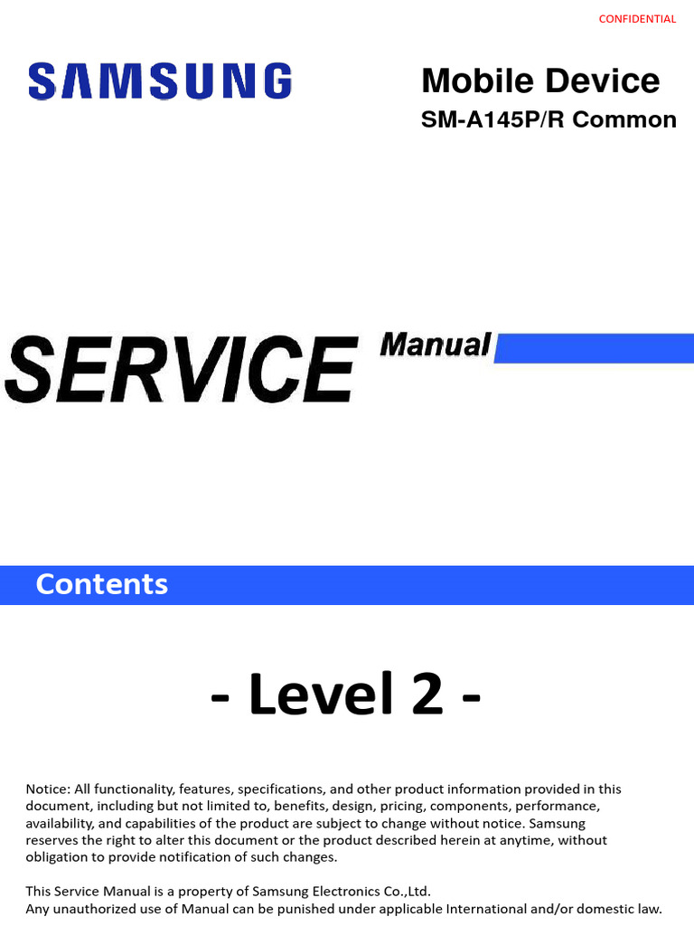 Samsung A14 Service Manual Overview | PDF | Battery Charger | Mobile Phones