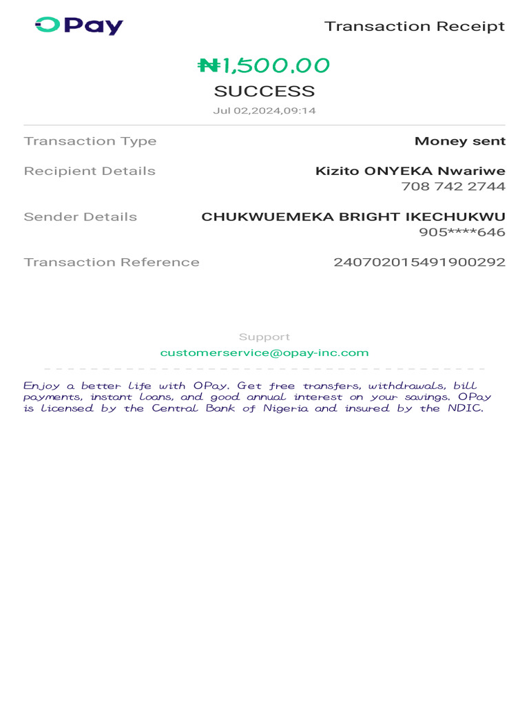 Successful Bank Transaction Receipt | PDF