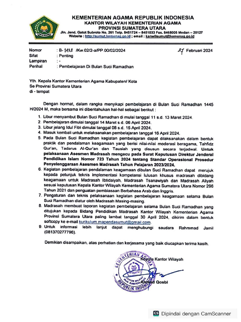 Surat Edaran Libur Ramadhandikompresi PDF