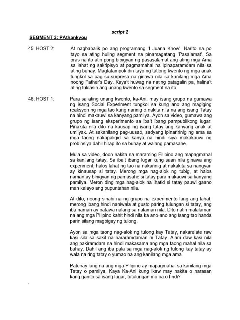 Script For Daddy | PDF