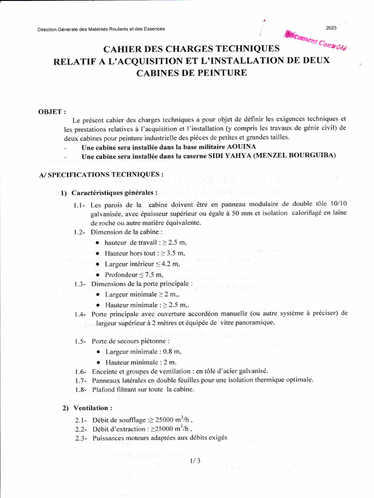Cahier des charges cabines de peinture | PDF | Technologie et ingénierie