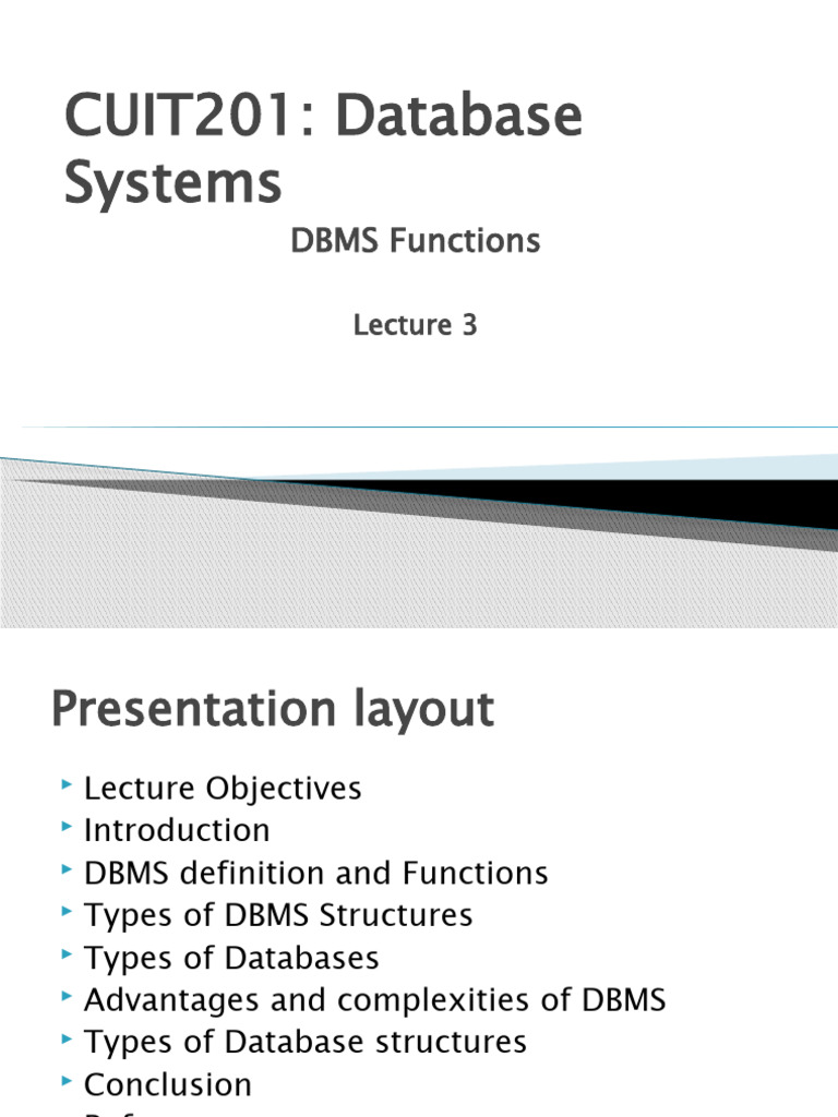 Understanding DBMS Functions and Types | PDF | Databases | Metadata