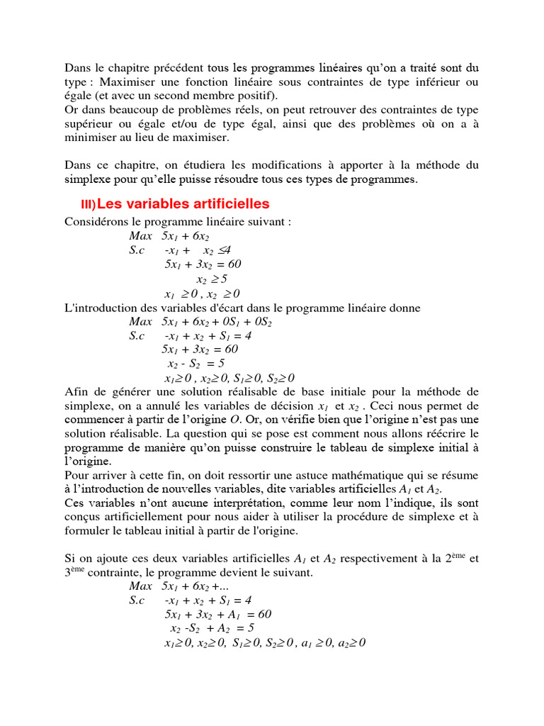 Méthode du simplexe : Maximisation et minimisation | PDF | Optimisation ...