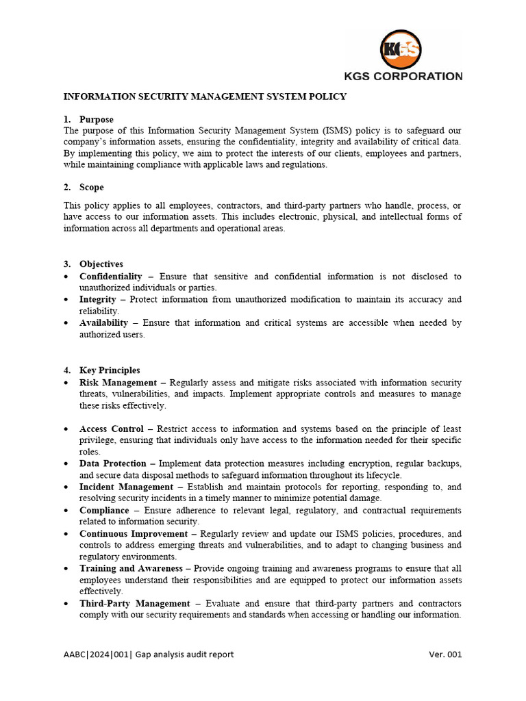 Information Security Management Policy | PDF | Information Security ...