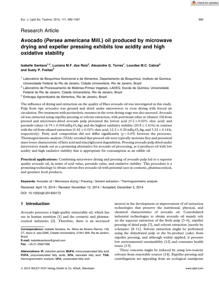 Peroxide value of avocado pdf thermogravimetric analysis avocado