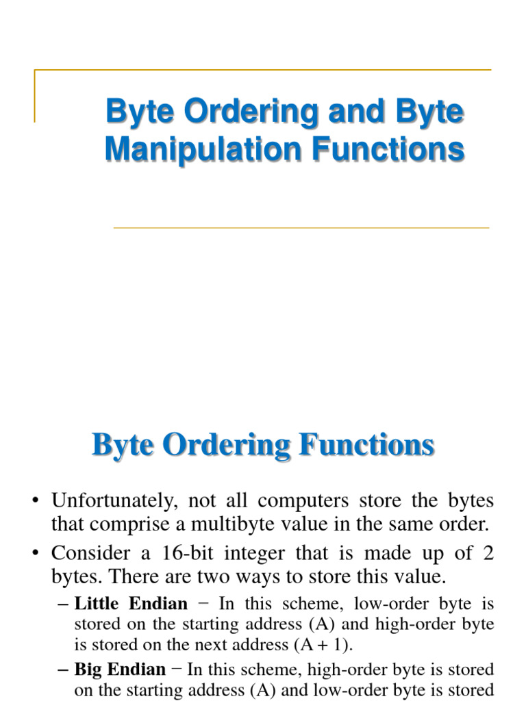 Ppt 5 byte ordering and manipulation pdf integer computer