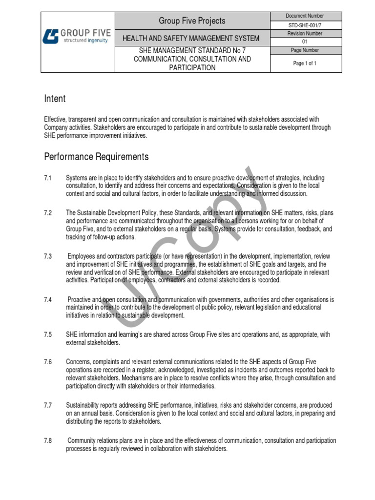 SHE Communication and Participation Standards | PDF | Communication ...