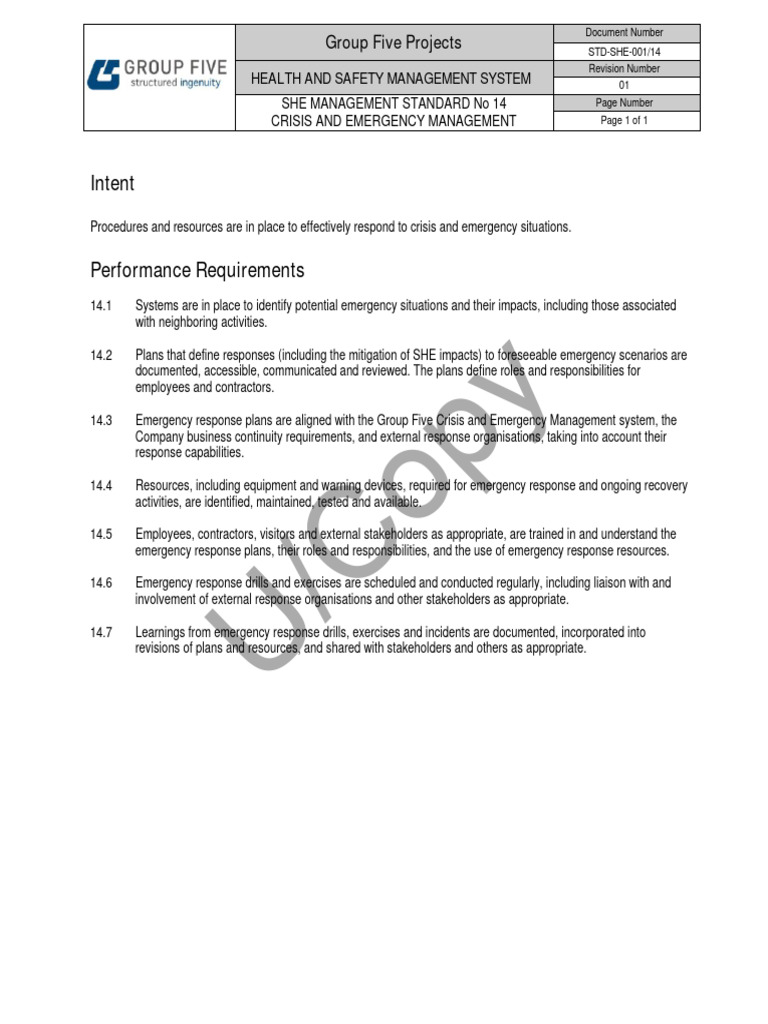 Crisis and Emergency Management Standards | PDF | Business