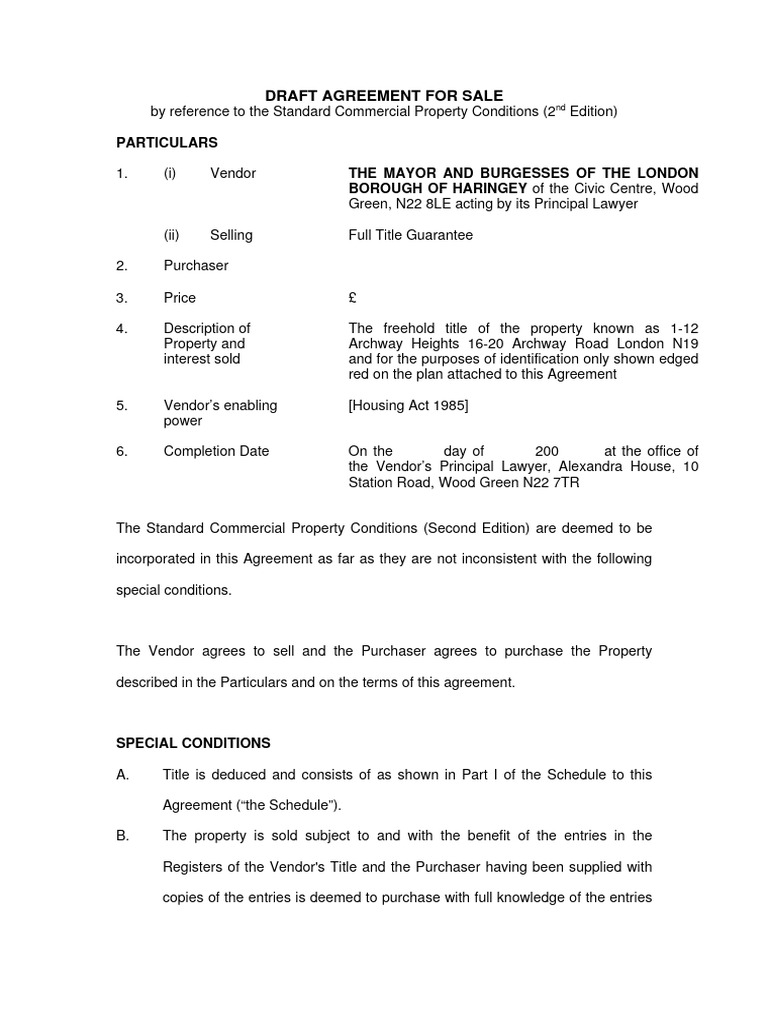 Sale Agreement for Archway Heights | PDF | Private Law | Common Law