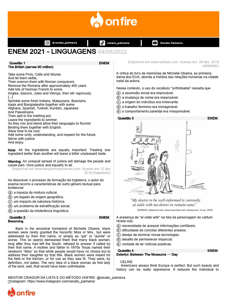 Enem 2021 - Linguagens | PDF | Ficção Geral