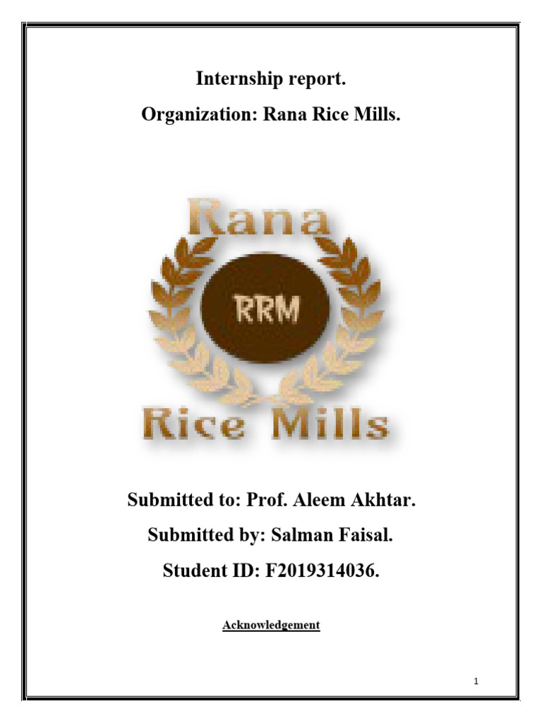 Internship Experience at Rana Rice Mills | PDF | Job Hunting | Internship