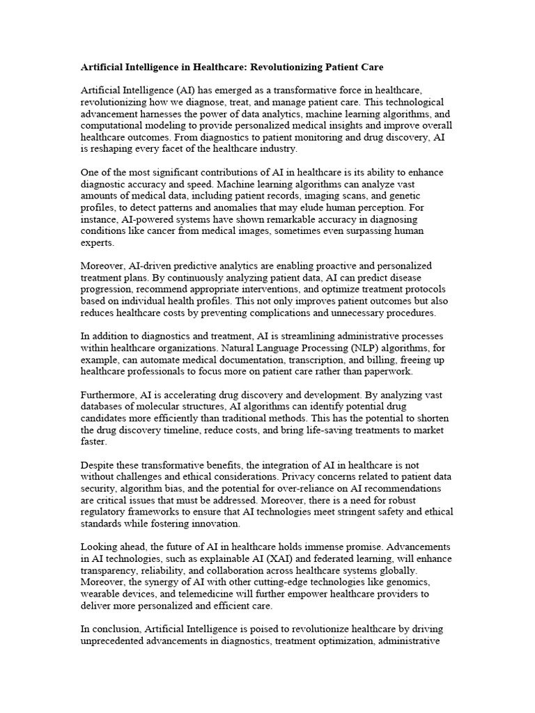 AI Transforming Healthcare Delivery | PDF | Artificial Intelligence ...