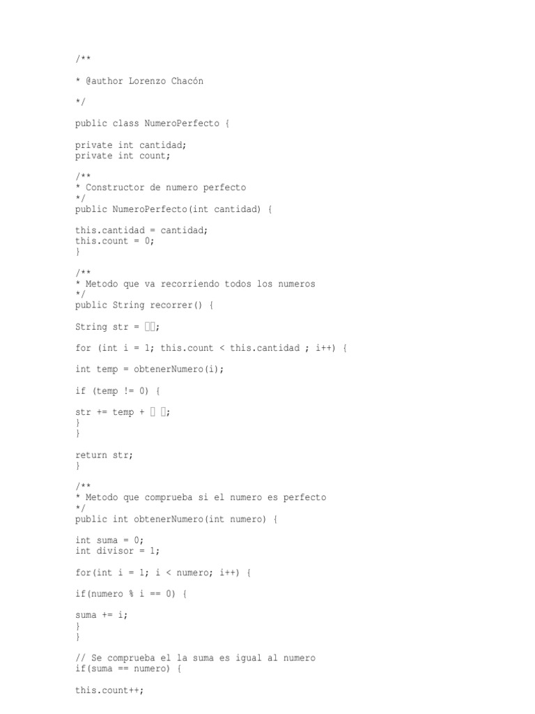 Números Perfectos en Java: Ejemplo de Código | PDF | Enseñanza de ...
