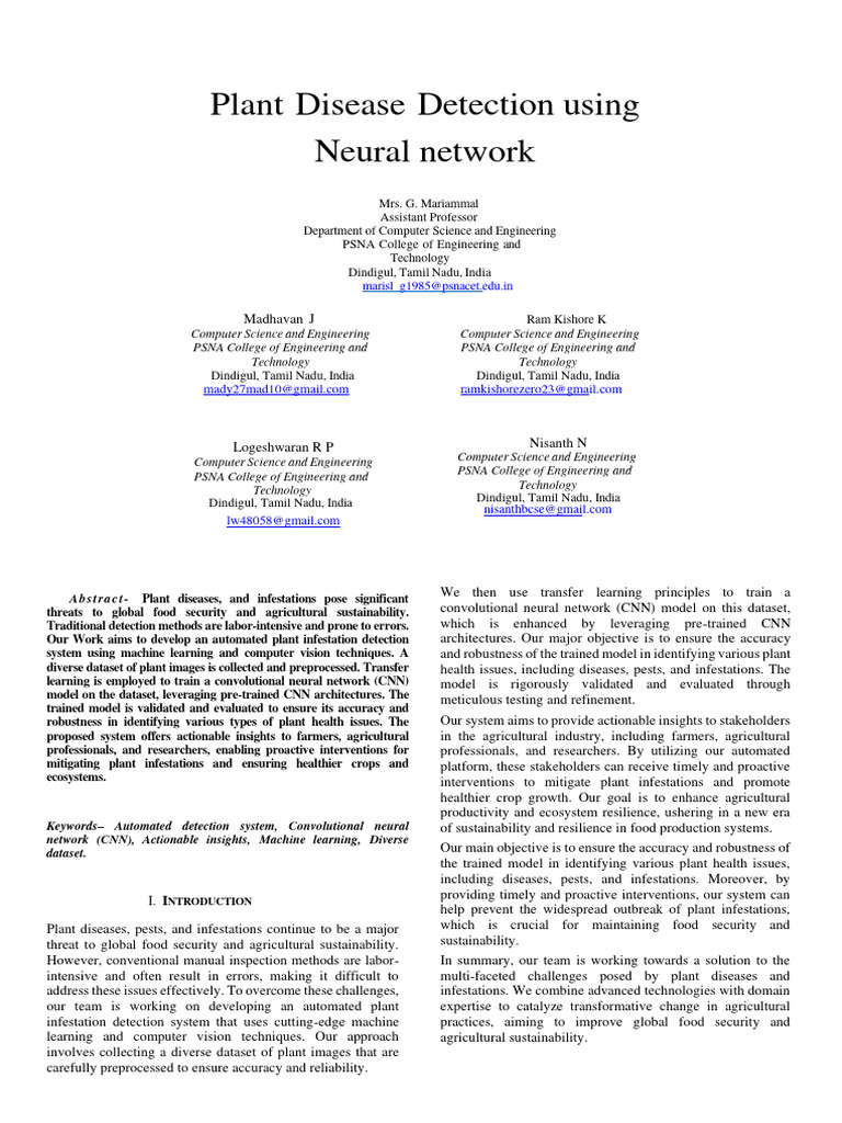 Automated Plant Disease Detection System | PDF | Machine Learning ...