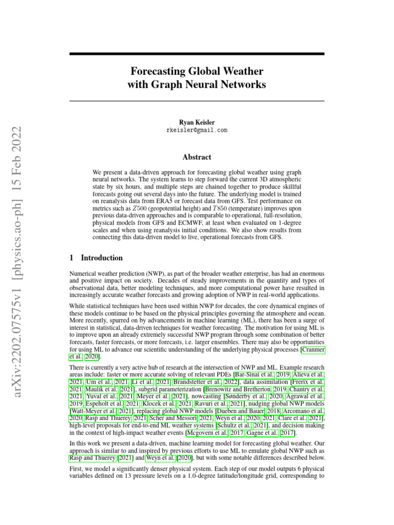 Forecasting Global Weather With Graph Neural Networks | PDF | Numerical ...